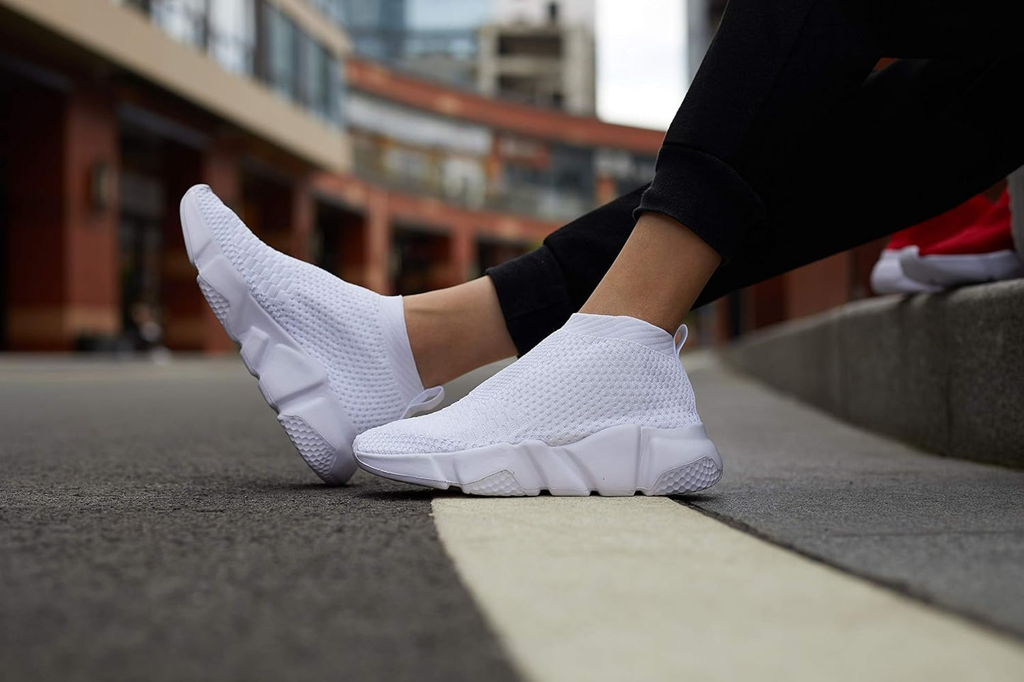 Women'S Running Knit Comfortable Lightweight Breathable Casual Sports Shoes Fashion Sneakers Slip-On Walking Shoes